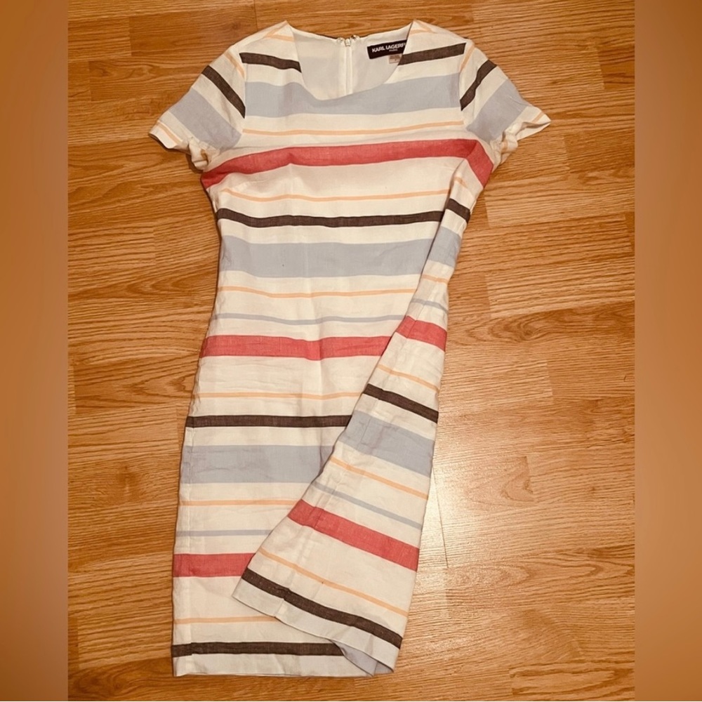 KARL LAGERFELD short sleeve colour striped dress - size4